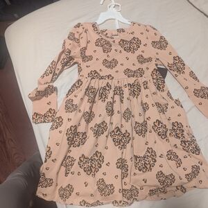 Flapdoodles Tan Leopard Print Kids Dress